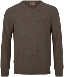 Cashmere Herren V-Ausschnitt Pullover braun XL