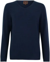 Cashmere Damen Pullover V-Ausschnitt navy XL