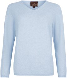 Cashmere Damen Pullover V-Ausschnitt hellblau M
