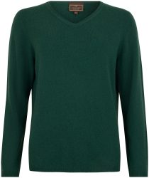 Cashmere Damen Pullover V-Ausschnitt dunkelgrün L