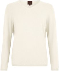 Cashmere Damen Pullover V-Ausschnitt ecru S