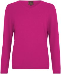 Cashmere Damen Pullover V-Ausschnitt rosa M