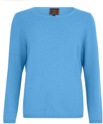 Cashmere Damen Pullover Rundhals blau L