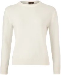 Cashmere Damen Pullover Rundhals ecru M