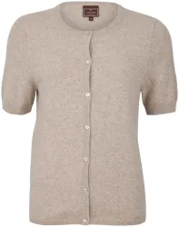 Cashmere Cardigan kurzarm hellbraun L