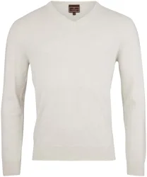Cashmere Herren V-Ausschnitt Pullover offwhite S