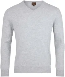 Cashmere Herren V-Ausschnitt Pullover hellgrau S