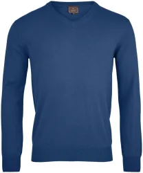 Cashmere Herren V-Ausschnitt Pullover blau M