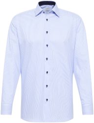 Eterna Langarm Modern FIT Twill blau gestreift