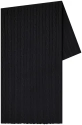 Cashmere Schal schwarz mit Zopfmuster