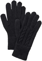 Cashmere Handschuh Schwarz one size mit Zopfmuster