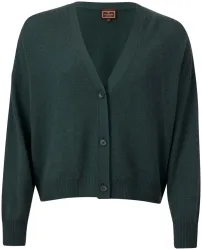 Cashmere Damen Cardigan dunkelgrün L