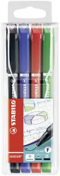 Stabilo Feinschreiber Sensor F fein 4er Etui schwarz, blau, rot, grün