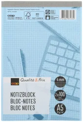 Coop Qualité & Prix Notizblock A5 kariert 100 Blatt 2 Stück