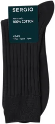 Sergio Socken 100% Baumwolle Schwarz 42 - 43