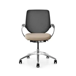 Swivel chair backrest configurable Giroflex 313 with mesh backrest, with fixed armrests Light brown/Chrome-plated, New