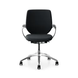 Swivel chair backrest configurable Giroflex 313 with upholstered backrest, with fixed armrests Black/Chrome-plated, New