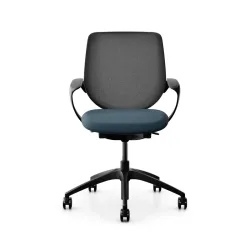 Swivel chair backrest configurable Giroflex 313 with mesh backrest, with fixed armrests Blue/Black, New