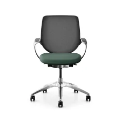 Swivel chair backrest configurable Giroflex 313 with mesh backrest, with fixed armrests Dark green/Chrome-plated, New