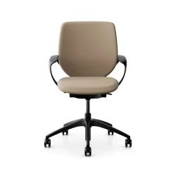 Swivel chair backrest configurable Giroflex 313 with upholstered backrest, with fixed armrests Light brown/Black, New