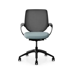 Swivel chair backrest configurable Giroflex 313 with mesh backrest, with fixed armrests Light blue/Black, New