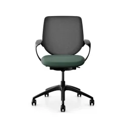 Swivel chair backrest configurable Giroflex 313 with mesh backrest, with fixed armrests Dark green/Black, New