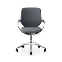 Swivel chair backrest configurable Giroflex 313 with upholstered backrest, with fixed armrests Gray/Chrome-plated, New