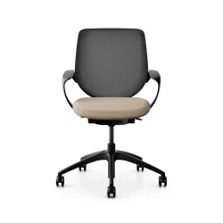 Swivel chair backrest configurable Giroflex 313 with mesh backrest, with fixed armrests Light brown/Black, New