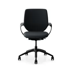Swivel chair backrest configurable Giroflex 313 with upholstered backrest, with fixed armrests Black/Black, New