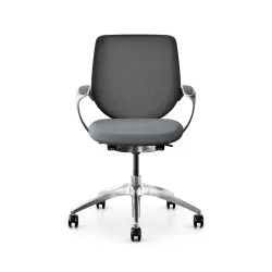 Swivel chair backrest configurable Giroflex 313 with mesh backrest, with fixed armrests Gray/Chrome-plated, New