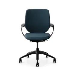 Swivel chair backrest configurable Giroflex 313 with upholstered backrest, with fixed armrests Blue/Black, New