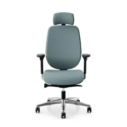 Giroflex 353 office chair with headrest & with 4D armrests Light blue/Chrome-plated, New, Ergonomic chair - ideal for flexible working