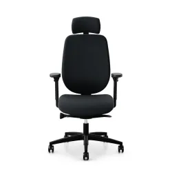 Giroflex 353 office chair with headrest & with 4D armrests Black/Black, New, Ergonomic chair - ideal for flexible working