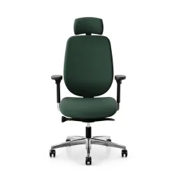 Giroflex 353 office chair with headrest & with 4D armrests Dark green/Chrome-plated, New, Ergonomic chair - ideal for flexible working