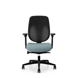 Giroflex 353 office chair without headrest & with 4D armrests Light blue/Black, New, Ergonomic chair - ideal for flexible working
