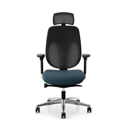Giroflex 353 office chair with headrest & with 4D armrests Blue/Chrome-plated, New, Ergonomic chair - ideal for flexible working