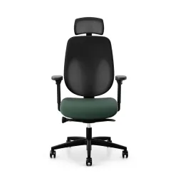 Giroflex 353 office chair with headrest & with 4D armrests Dark green/Black, New, Ergonomic chair - ideal for flexible working
