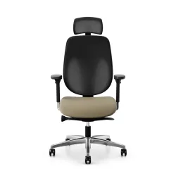Giroflex 353 office chair with headrest & with 4D armrests Light brown/Chrome-plated, New, Ergonomic chair - ideal for flexible working