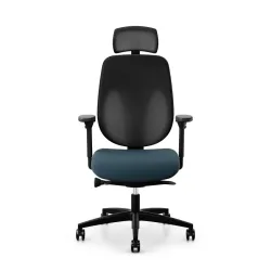 Giroflex 353 office chair with headrest & with 4D armrests Blue/Black, New, Ergonomic chair - ideal for flexible working
