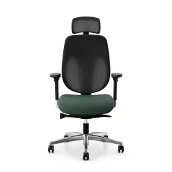 Giroflex 353 office chair with headrest & with 4D armrests Dark green/Chrome-plated, New, Ergonomic chair - ideal for flexible working