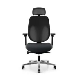 Giroflex 353 office chair with headrest & with 4D armrests Black/Chrome-plated, New, Ergonomic chair - ideal for flexible working
