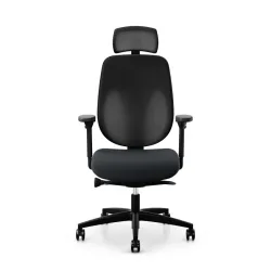 Giroflex 353 office chair with headrest & with 4D armrests Black/Black, New, Ergonomic chair - ideal for flexible working