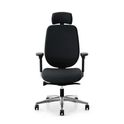 Giroflex 353 office chair with headrest & with 4D armrests Black/Chrome-plated, New, Ergonomic chair - ideal for flexible working