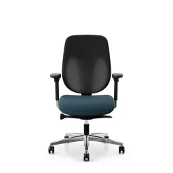 Giroflex 353 office chair without headrest & with 4D armrests Blue/Chrome-plated, New, Ergonomic chair - ideal for flexible working