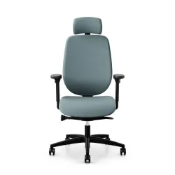 Giroflex 353 office chair with headrest & with 4D armrests Light blue/Black, New, Ergonomic chair - ideal for flexible working
