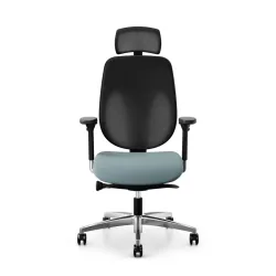 Giroflex 353 office chair with headrest & with 4D armrests Light blue/Chrome-plated, New, Ergonomic chair - ideal for flexible working