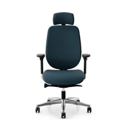 Giroflex 353 office chair with headrest & with 4D armrests Blue/Chrome-plated, New, Ergonomic chair - ideal for flexible working