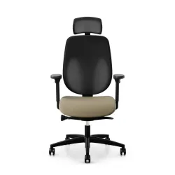 Giroflex 353 office chair with headrest & with 4D armrests Light brown/Black, New, Ergonomic chair - ideal for flexible working