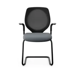 Giroflex 353 cantilever conference chair with fixed armrests, Gray/ Black, New