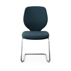 Giroflex 353 cantilever conference chair without armrests, Blue/Chrome-plated, New